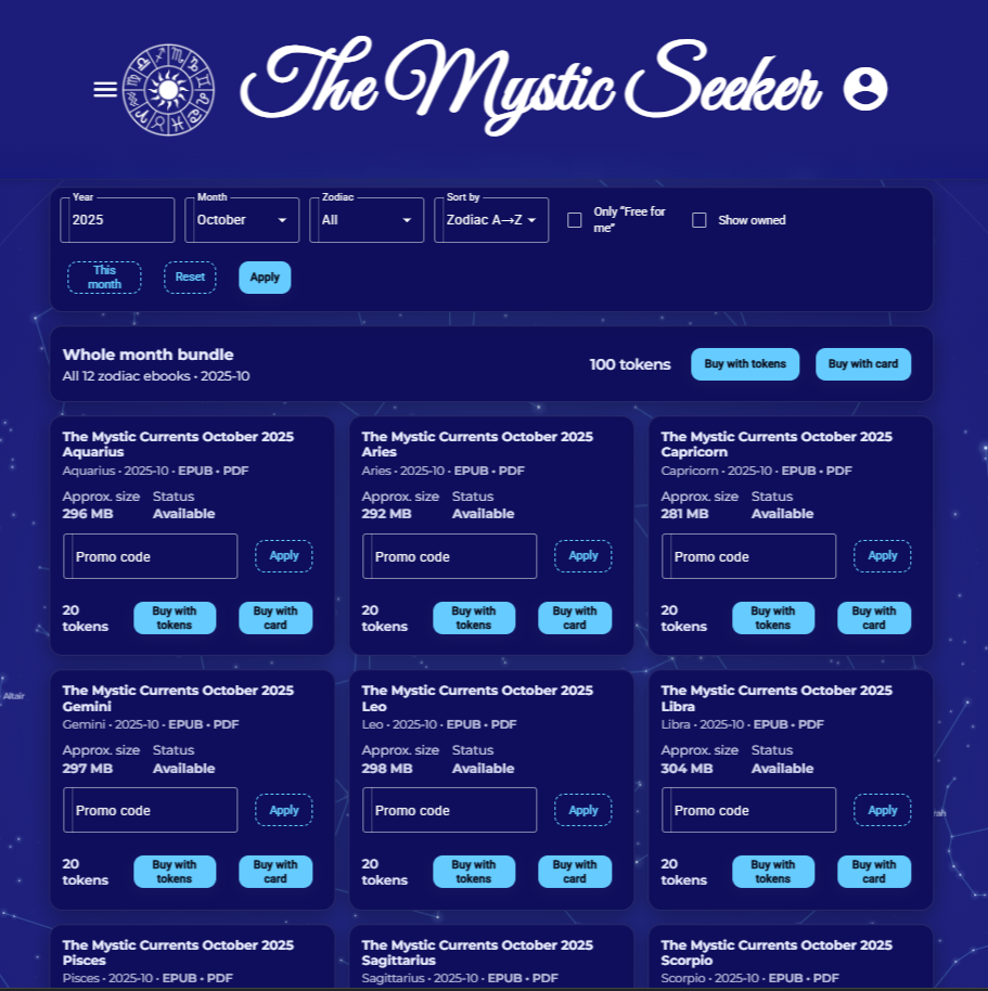 Support center and tickets overview for The Mystic Seeker